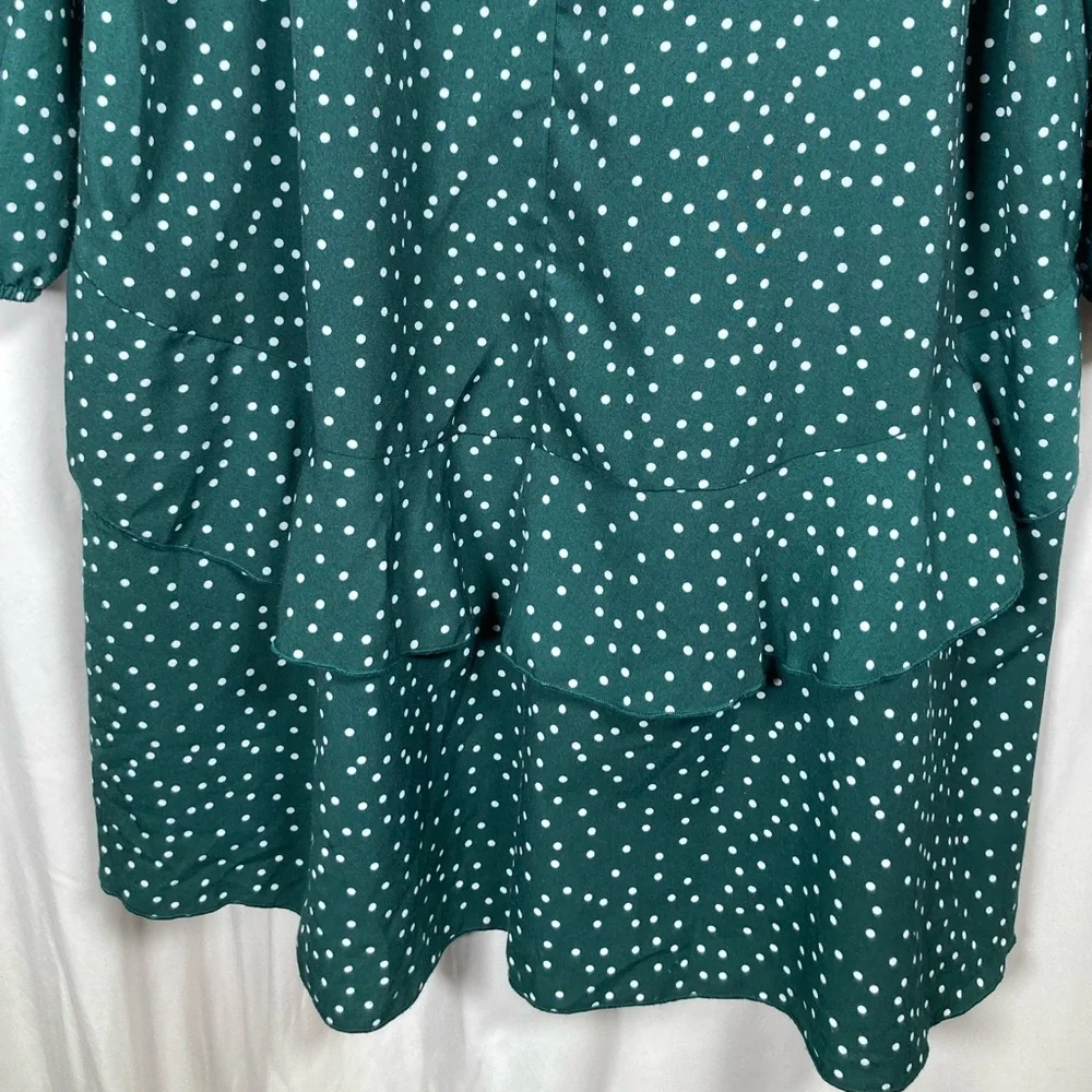 Uguest Green Polka Dot Long Sleeve Ruffle Dress Sz XXXL St.Patricks Day Spring - Picture 14 of 14